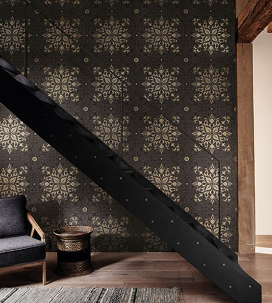 Pure Net Ceiling Wallpaper - Charcoal/Gold - 216036 - Morris & CoWallpaper199