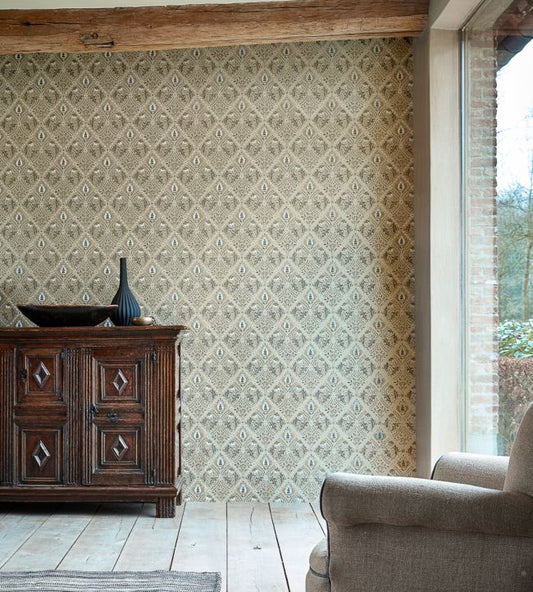 Pure Trellis Wallpaper - Black Ink - 216527 - Morris & CoWallpaper199