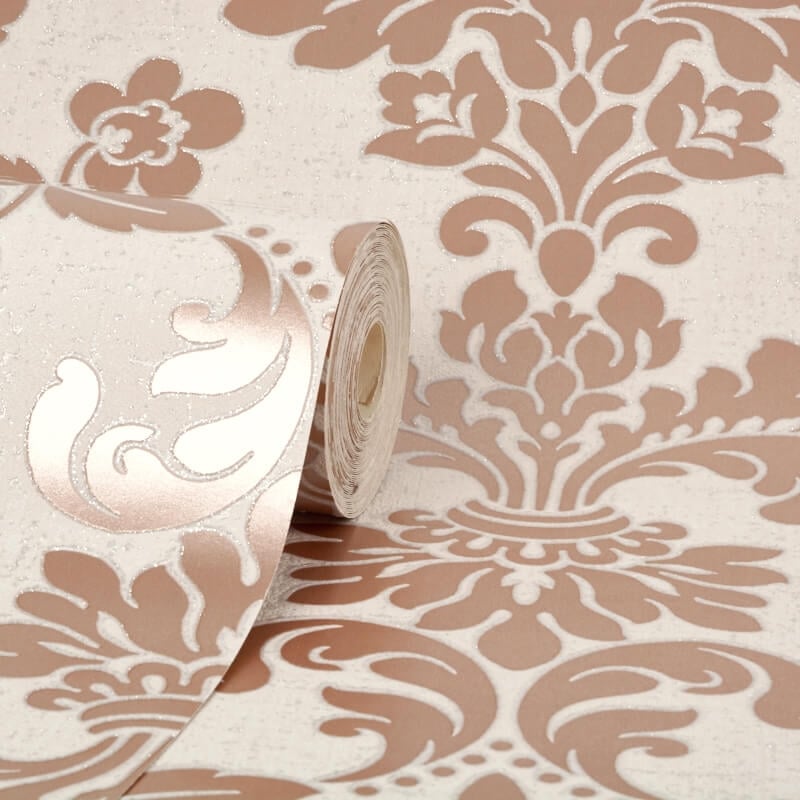 Quartz Damask Glitter Wallpaper - Rose Gold - Fine Décor - FD42204Wallpaper199