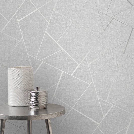 Quartz Fractal Glitter Metallic Wallpaper - Silver - Fine Décor - FD42280Wallpaper199