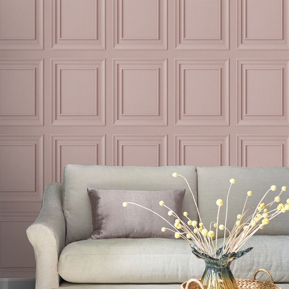 Redbrook Wood Panel Wallpaper - Blush - Laura Ashley - 115257Wallpaper199