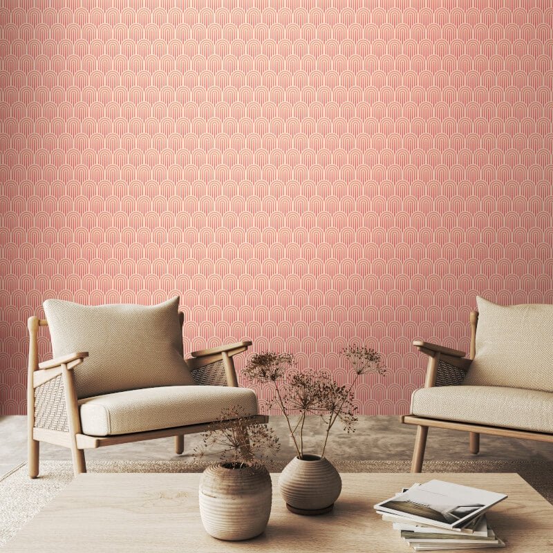 Retro Arch Wallpaper - Blush Pink - Hoopla Walls - HWA1072WWallpaper199
