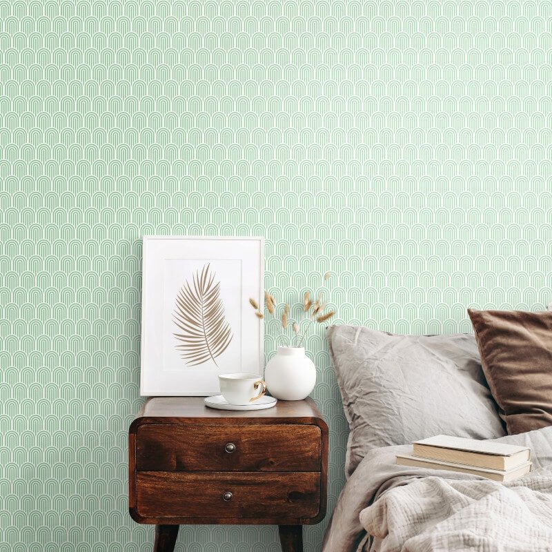 Retro Arch Wallpaper - Mint Green - Hoopla Walls - HWA1070WWallpaper199