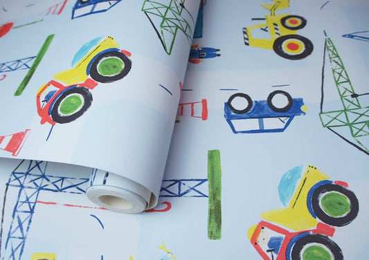 Roadworks Wallpaper - Ahead Blue - Holden Décor - 11051Wallpaper199