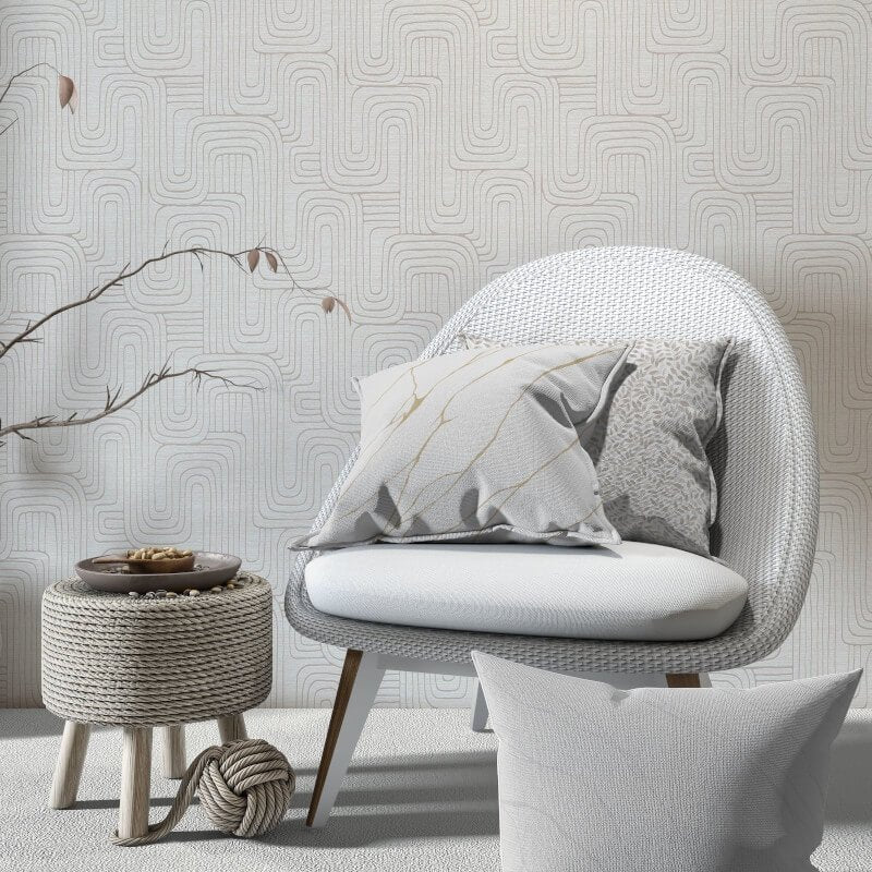Rondo Curved Lines Metallic Wallpaper - Grey - Erismann - 10461 - 31Wallpaper199