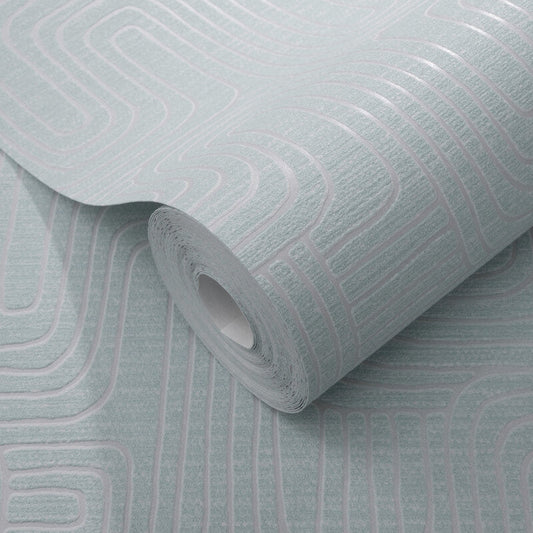 Rondo Curved Lines Metallic Wallpaper - Light Grey - Erismann - 10461 - 35Wallpaper199