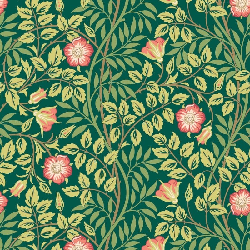 Rosehip Trail Wallpaper - Forest Green - Hoopla Walls - HWA1096WWallpaper199