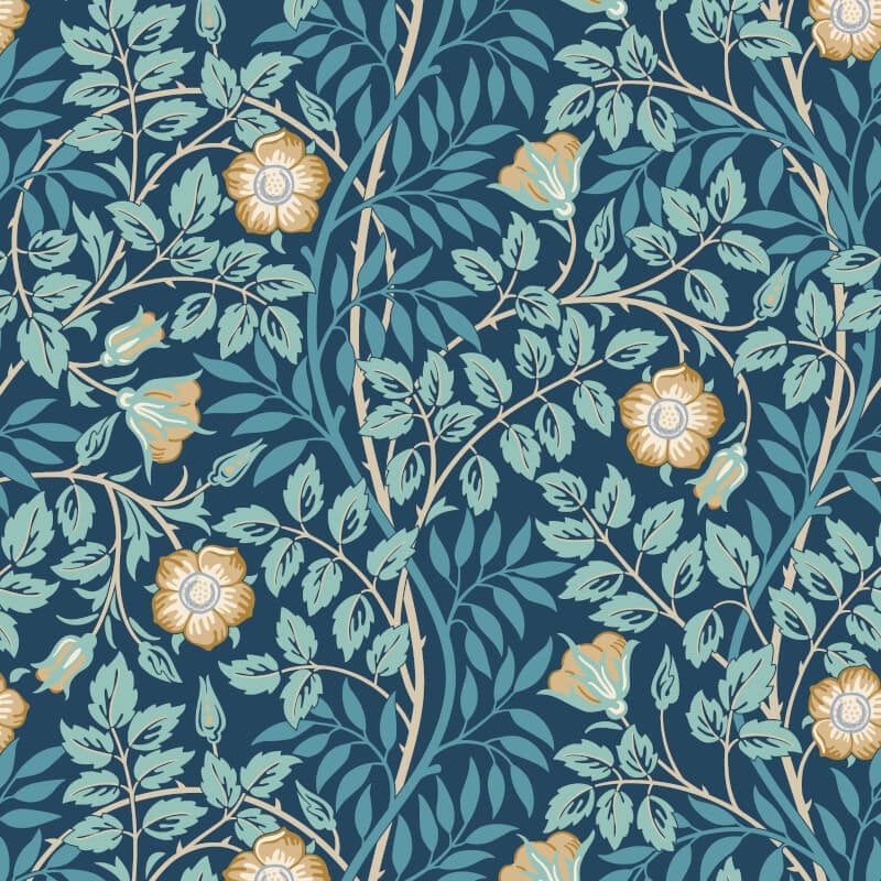 Rosehip Trail Wallpaper - Navy Blue - Hoopla Walls - HWA1097WWallpaper199