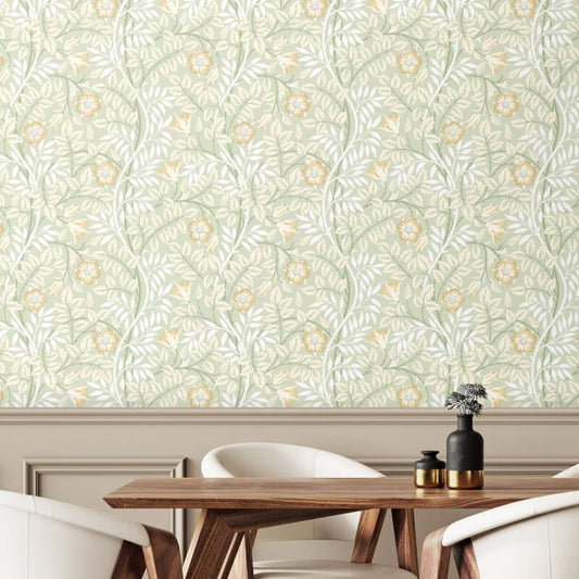 Rosehip Trail Wallpaper - Sage Green - Hoopla Walls - HWA1092WWallpaper199