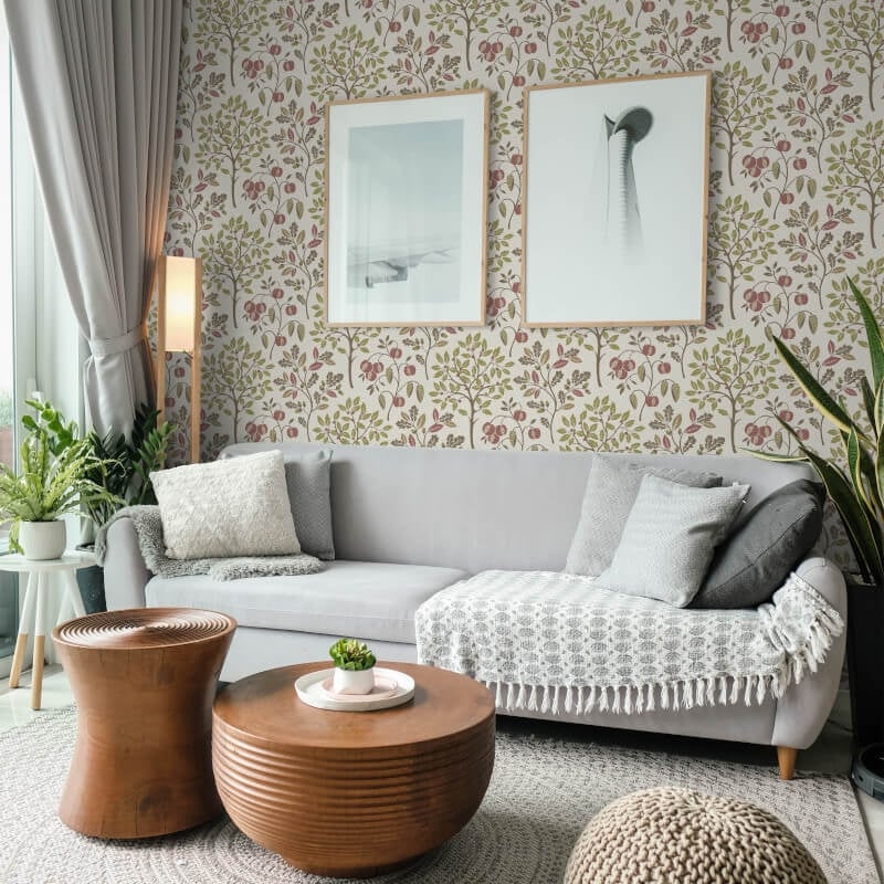 Rowan Autumn Trees Metallic Wallpaper - Olive - Crown - M1762Wallpaper199