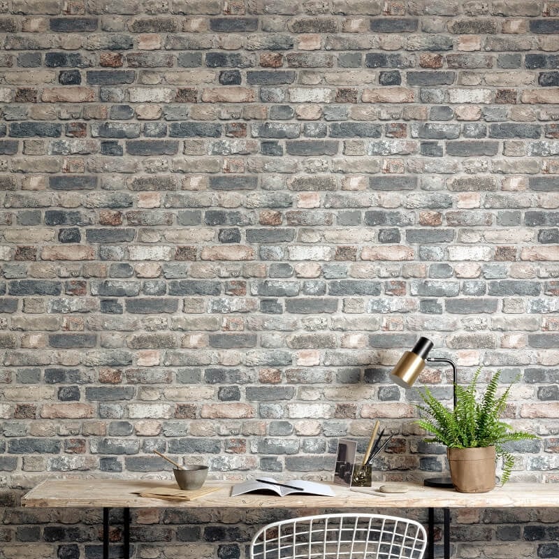Rustic Brick Wallpaper - Blue/Grey - Grandeco - WL2204Wallpaper199