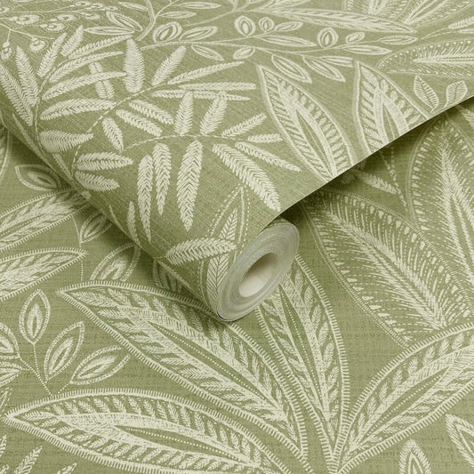 Sahara Leaf Wallpaper - Fern Green - Crown - M1780Wallpaper199