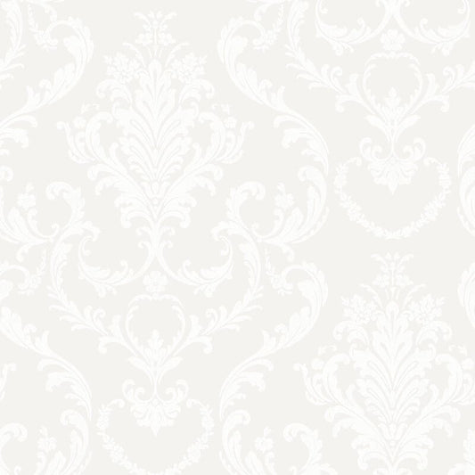 Scroll Damask Wallpaper - White - SK Filson - DE41850Wallpaper199