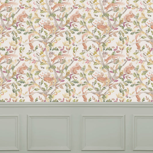 Scurry Of Squirrels Wallpaper - Auburn - Voyage Maison - SCURRYO/WPO/MULWallpaper199