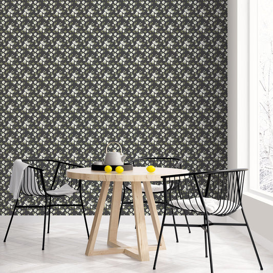Secret Garden Anemone Mini Wallpaper - Black / Green / Taupe - Galerie - G78480Wallpaper199