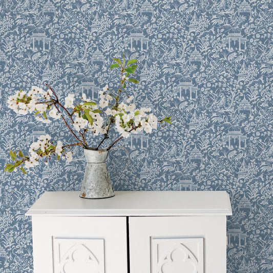 Secret Garden Garden Toile Wallpaper - Blue - Galerie - G78508Wallpaper199