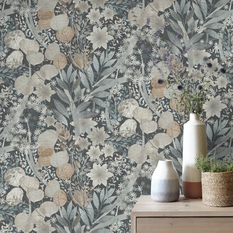 Secret Grove Floral Wallpaper - Navy - Erismann - 10506 - 44Wallpaper199