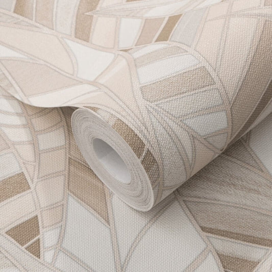 Serenade Leaf Metallic Wallpaper - Beige - Elle Decoration - 10446 - 02Wallpaper199