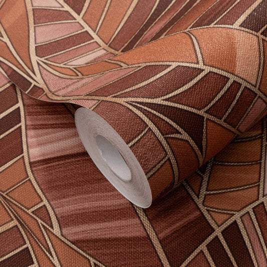 Serenade Leaf Metallic Wallpaper - Rust - Elle Decoration - 10446 - 13Wallpaper199
