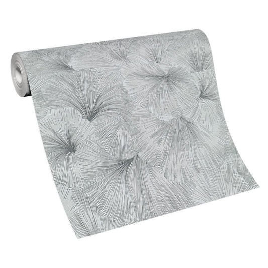 Shine Floral Leaf Metallic Wallpaper - Grey - Erismann - 10373 - 10Wallpaper199