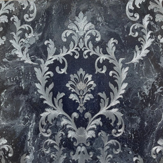 Sienna Damask Wallpaper - Blue Silver - Rasch - 538410Wallpaper199