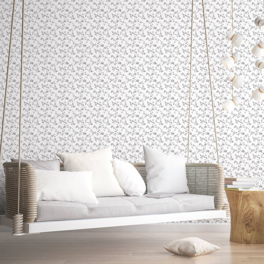 Small Prints Delicate Floral Wallpaper - Black / Greys - Galerie - G56646Wallpaper199