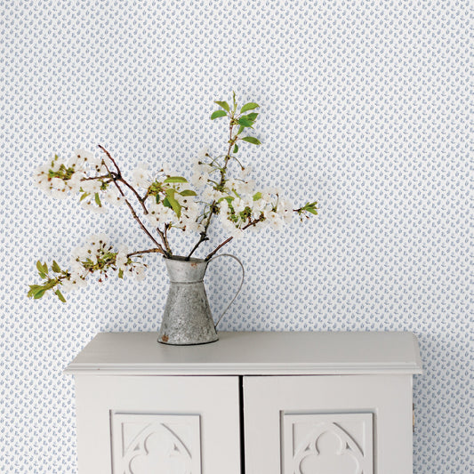 Small Prints Vintage Bud Wallpaper - Blue / Navy - Galerie - G56708Wallpaper199