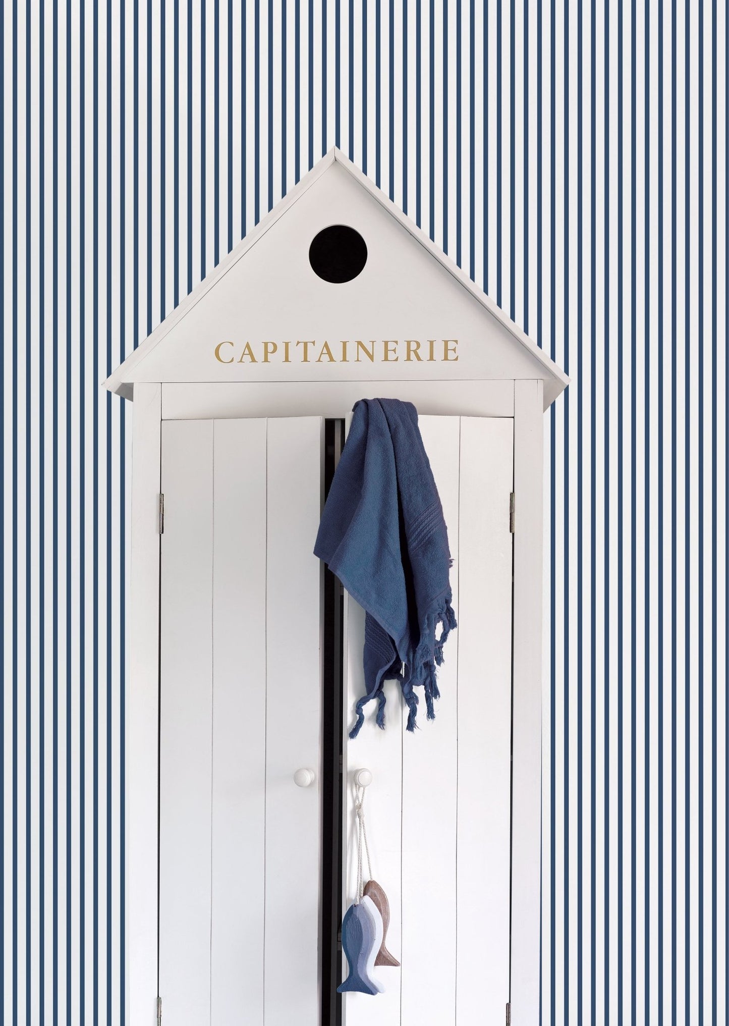 Smart Stripes Pin Stripe Wallpaper - Blue / Cream - Galerie - G67535Wallpaper199