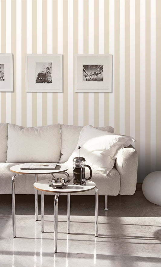 Smart Stripes Striped Wallpaper - Beige / White - Galerie - G67520Wallpaper199