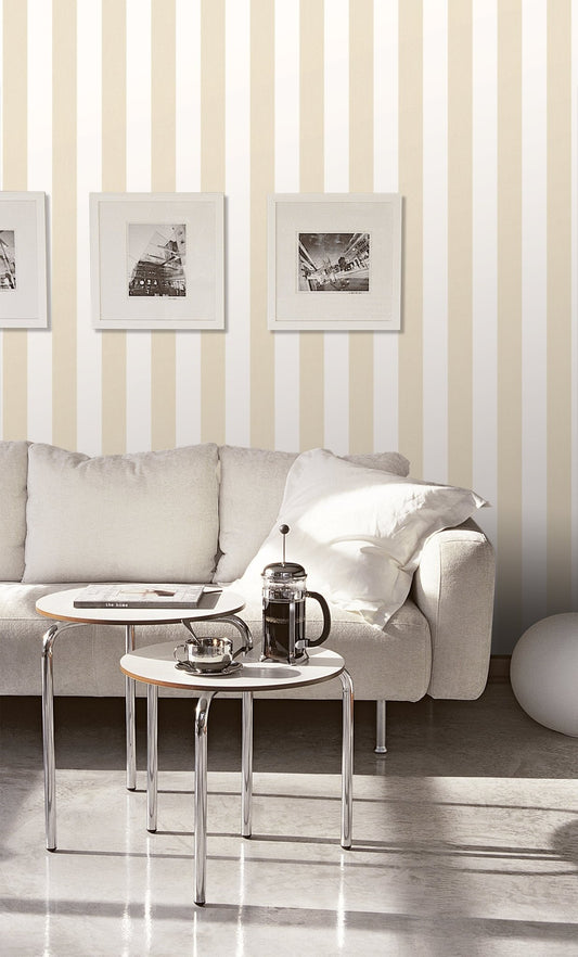Smart Stripes Wide Stripe Wallpaper - Beige / White - Galerie - G67579Wallpaper199