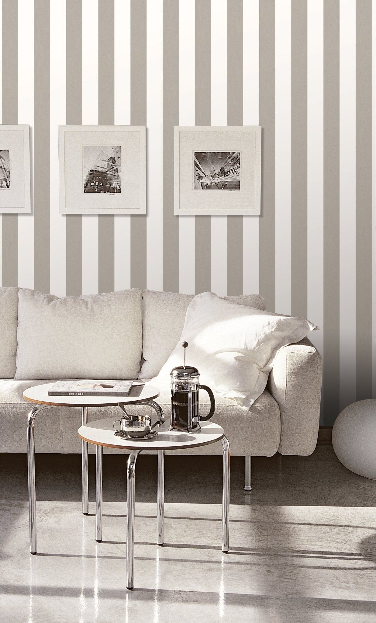 Smart Stripes Wide Stripe Wallpaper - Dark Grey / White - Galerie - G67586Wallpaper199