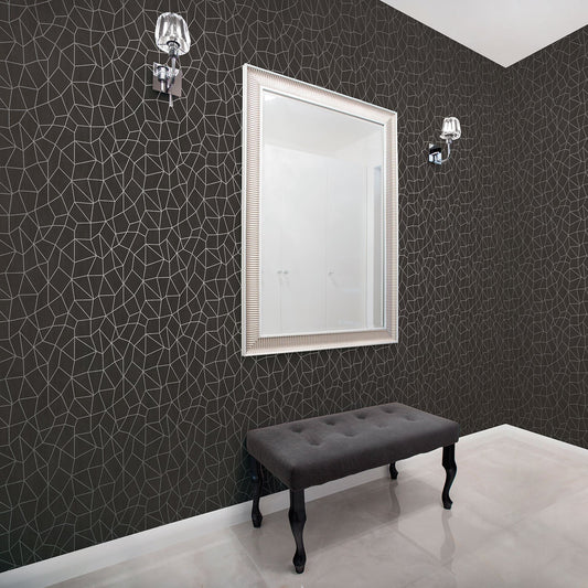 Special FX Metallic Web Effect Wallpaper - Silver / Black - Galerie - G67694Wallpaper199