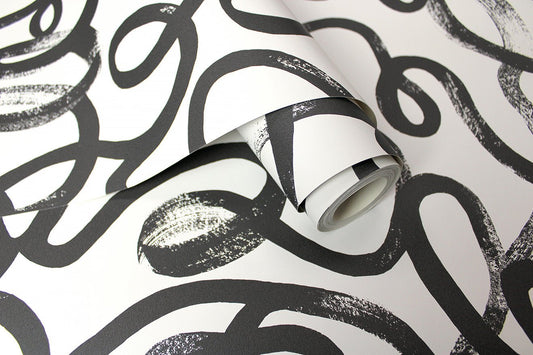 Squiggle Wallpaper - Black/White - Holden Décor - 13360Wallpaper199