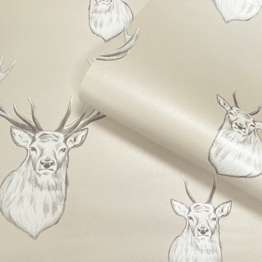 Stag Wallpaper - Cream - Catherine Lansfield - 165514Wallpaper199