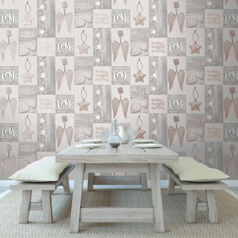Starlight Home Metallic Wallpaper - Rose Gold - Crown - M1488Wallpaper199
