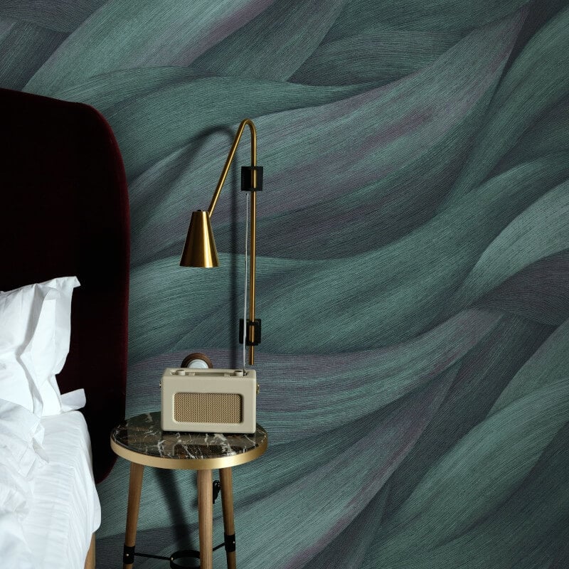 Stormy Lush Leaves Metallic Wallpaper - Petrol/Purple - Erismann - 10257 - 18Wallpaper199