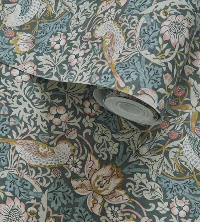 Strawberry Thief Wallpaper - Slate/Blush - W0171/05 - Clarke & ClarkeWallpaper199