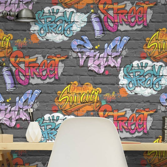 Street Style Graffiti Wallpaper - Black - Muriva - L17901Wallpaper199