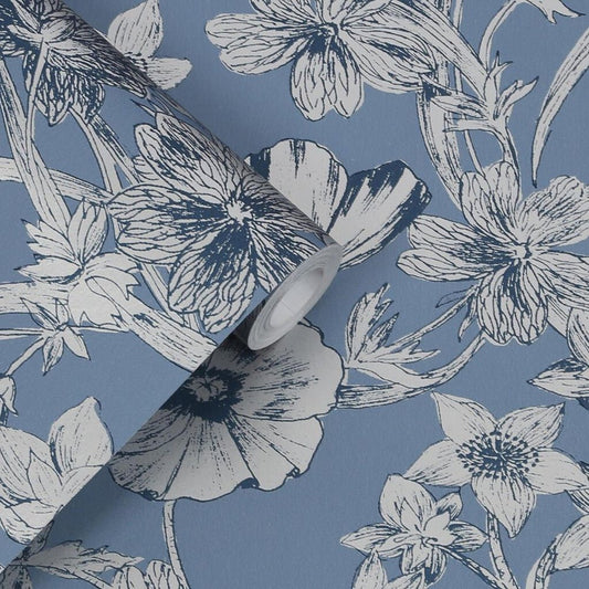 Summerhill Wallpaper - Midnight Blue - Laura Ashley - 118486Wallpaper199