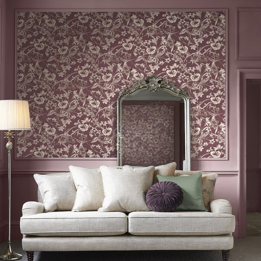 Summerhill Wallpaper - Pale Blackberry - Laura Ashley - 121086Wallpaper199