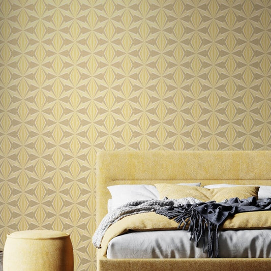 Sunray Diamond Wallpaper - Grey/Yellow - Hoopla Walls - HWA1048WWallpaper199