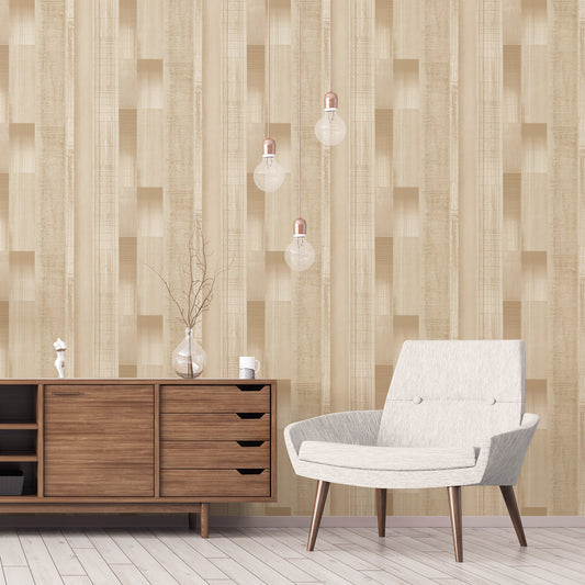 Texstyle Agen Stripe Wallpaper - Beige / Metallic Ink - Galerie - G56570Wallpaper199
