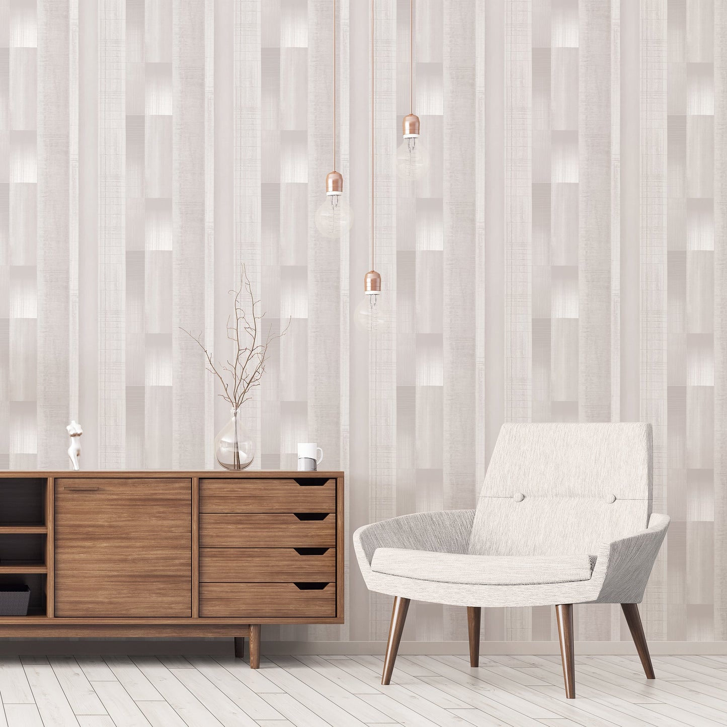 Texstyle Agen Stripe Wallpaper - Warm Neutrals / Mica - Galerie - G56576Wallpaper199
