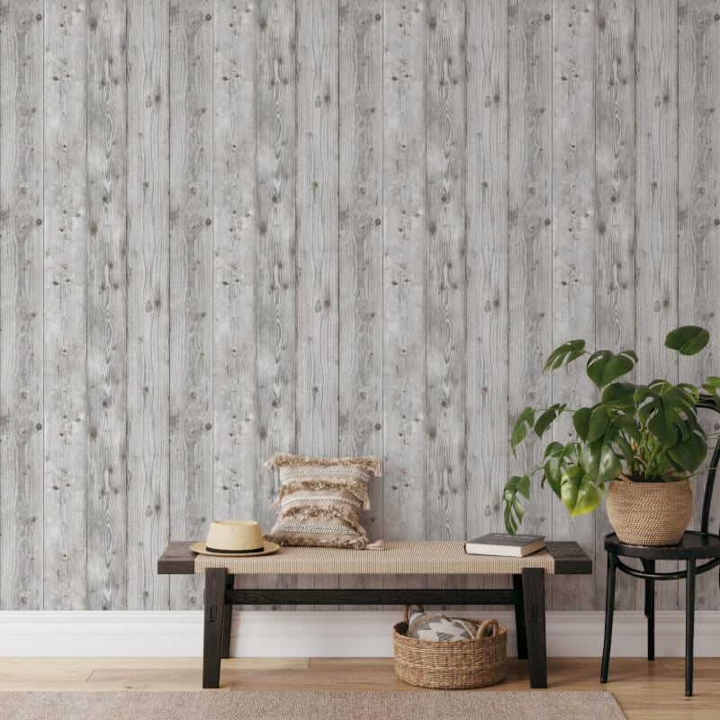 Timber Planks Wallpaper - Grey - Muriva - 198302Wallpaper199