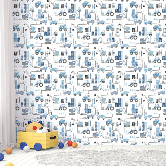 Tiny Tots 2 Construction Wallpaper - Blues - Galerie - G78360Wallpaper199