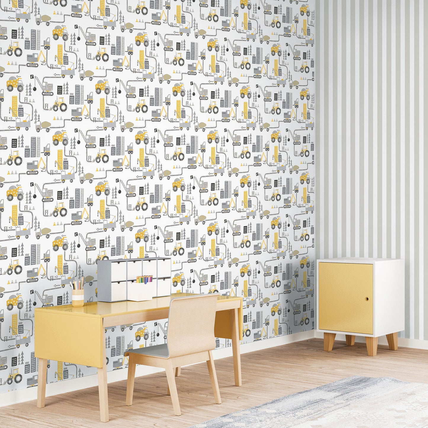 Tiny Tots 2 Construction Wallpaper - Yellow / Greige - Galerie - G78362Wallpaper199