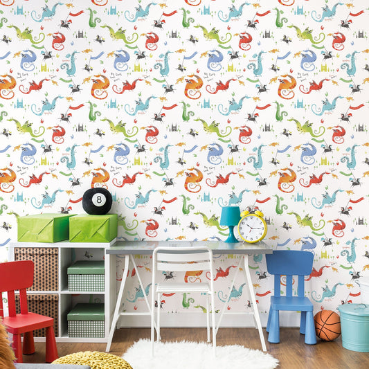 Tiny Tots 2 Dragons Wallpaper - Bright Colours - Galerie - G78368Wallpaper199