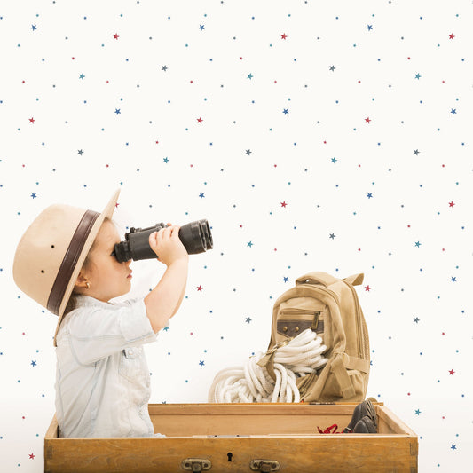 Tiny Tots 2 Stars Wallpaper - Navy / Blue / Red - Galerie - G78413Wallpaper199