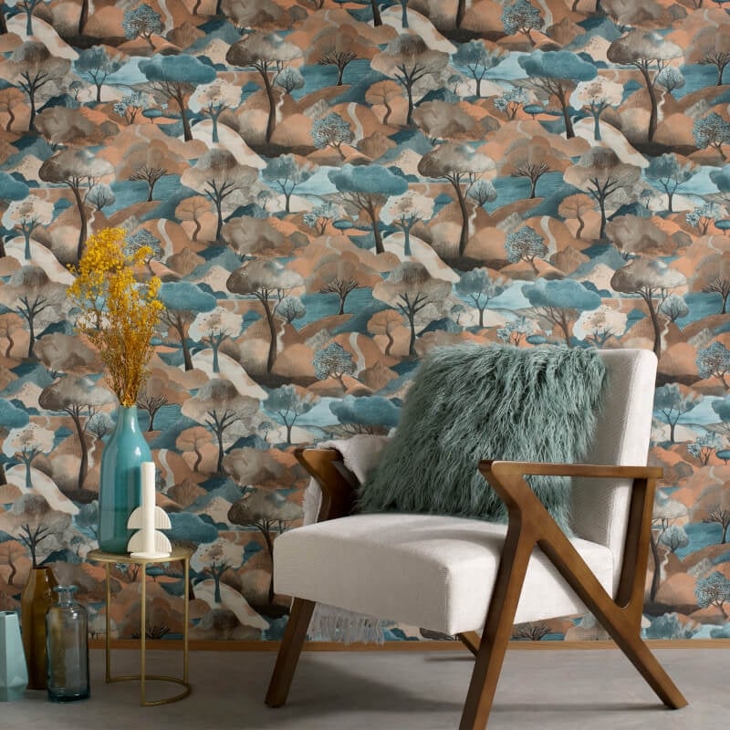 Tree Landscape Wallpaper - Brown Multi - Erismann - 10433 - 19Wallpaper199