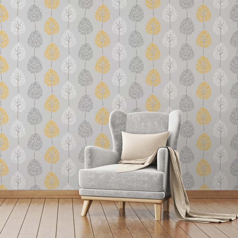 Tree Wallpaper - Grey/Yellow - Fine Décor - FD41594Wallpaper199